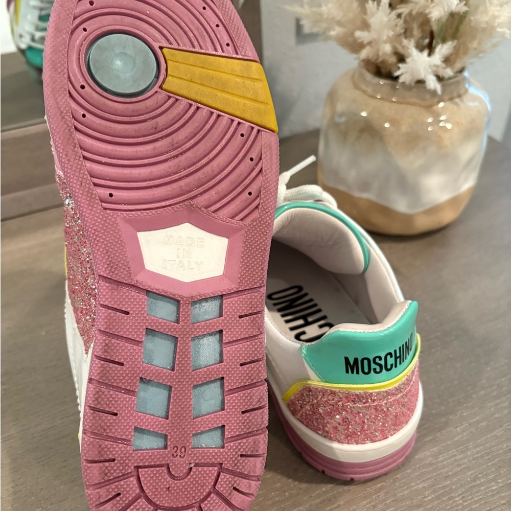 Women's Moschino Pastel / Pink Glitter Low Top Sneakers - Picture 11 of 11